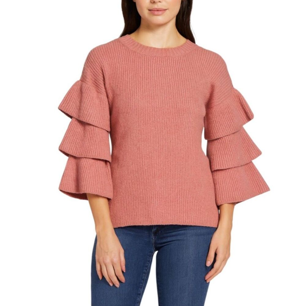 Alya Women’s Tiered Ruffle Sleeve Sweater | Size Medium